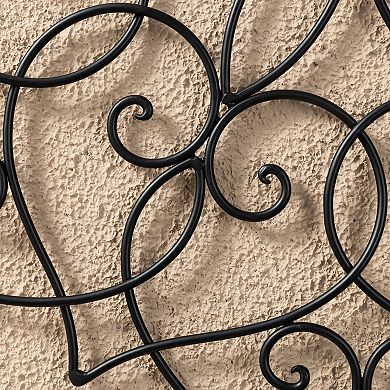 Glitzhome 23"D Traditional Floral Iron Scroll Outdoor Wall Decor
