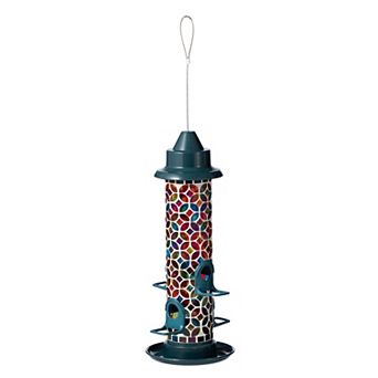 Glitzhome 20''H Glass Tall Hanging Multi-Color Mosaic Bird Feeder