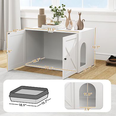 PawHut Cat Litter Box Enclosure, Hidden Litter Box Furniture