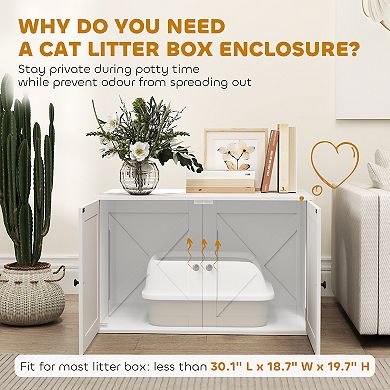 PawHut Cat Litter Box Enclosure, Hidden Litter Box Furniture