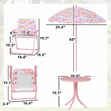 Qaba Kids Picnic Table and Chair Set, Outdoor Table with Foldable Chairs