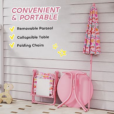 Qaba Kids Picnic Table and Chair Set, Outdoor Table with Foldable Chairs