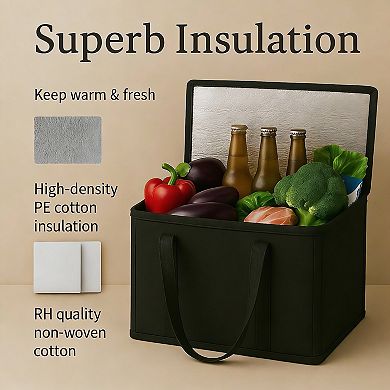 2-Pack XL Insulated Grocery Bags - Triple-Layer Insulation, Durable, Reusable
