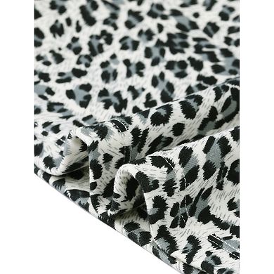 Leopard Print Tops for Women's Boat Neck Backless Slim Fit T-Shirt Crop Top