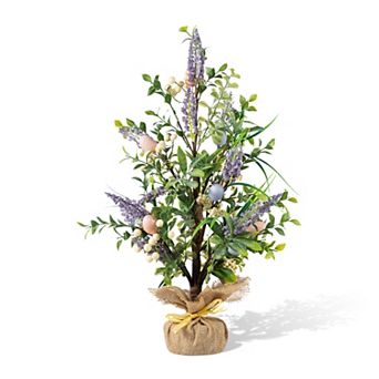 Glitzhome 21"H Easter Table Decor, Egg & Lavender Table Tree Décor