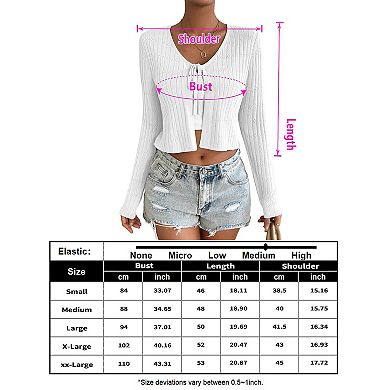 Women's Long Sleeve Knit Cropped Cardigan Tie Up Shrug Top