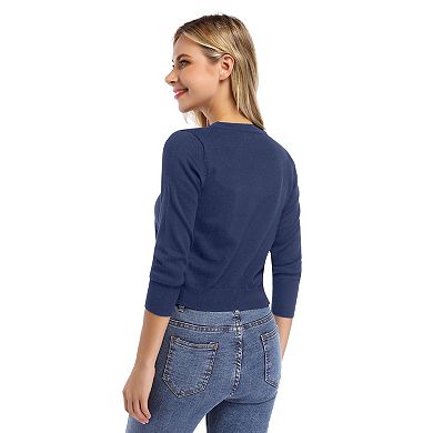 Women's Cropped Cardigans Sweaters Button Down Open Front Shrugs