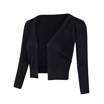 Women's Cropped Cardigans Sweaters Button Down Open Front Shrugs