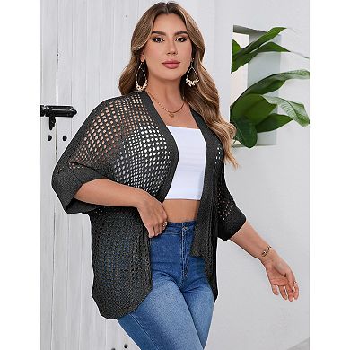 Plus Size Cardigan for Women Half Sleeve Lightweight Knitted Cover up