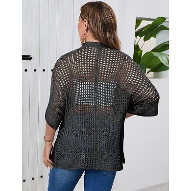 Plus Size Cardigan for Women Half Sleeve Lightweight Knitted Cover up