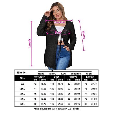 Women's Plus Size Tie Front Cardigan Lightweight Sweater