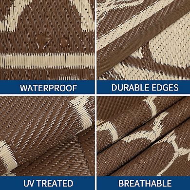 Moroccan Diamond Border Area Rug Washable Reversible Pet Friendly Mat for Balcony Picnic
