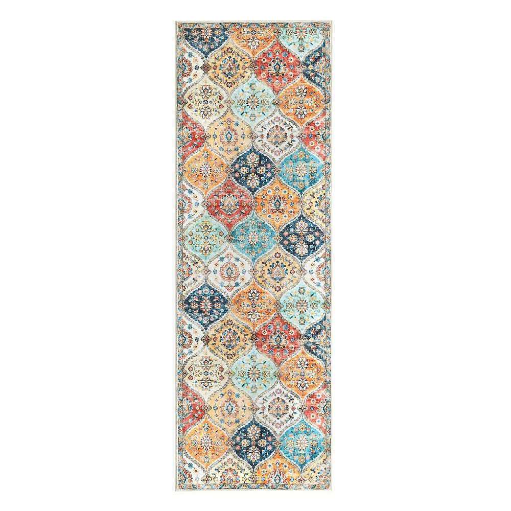 Retro Abstract Area Rug Machine Washable Non Shedding Stain Resistant ...