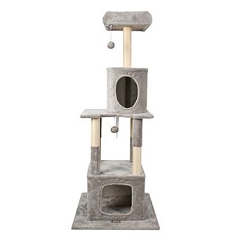 GOOPAWS 58 in Faux Fur Cat Tree & Condo, Light Grey