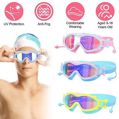 Kids Pool Goggles Leakproof Anti-Fog with Ear Plugs