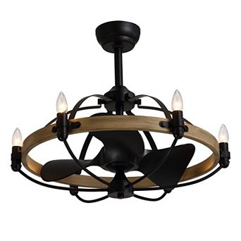 Moooni 27'' Farmhouse & Vintage Ceiling Fan with Light Remote Control, Rustic Chandelier Fan