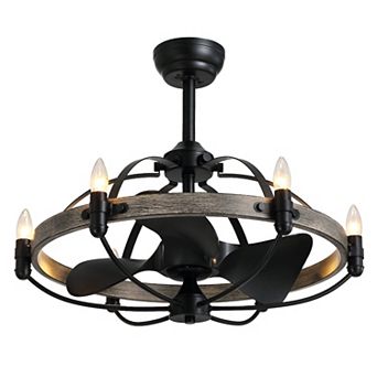 Moooni 27'' Farmhouse & Vintage Ceiling Fan with Light Remote Control, Rustic Chandelier Fan