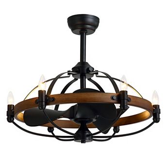 Moooni 27'' Farmhouse & Vintage Ceiling Fan with Light Remote Control, Rustic Chandelier Fan