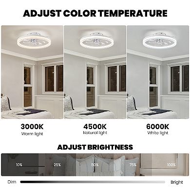 Moooni 19.7" Smart Ceiling Fan with Lights, Dimmable LED & APP Control