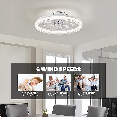 Moooni 19.7" Smart Ceiling Fan with Lights, Dimmable LED & APP Control