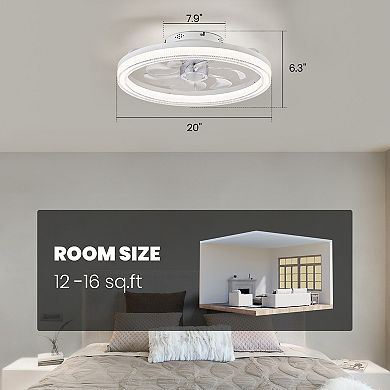 Moooni 19.7" Smart Ceiling Fan with Lights, Dimmable LED & APP Control