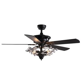 Moooni 50" Modern Crystal Fandelier Reversible Ceiling Fan with Remote for Bedroom No Bulbs