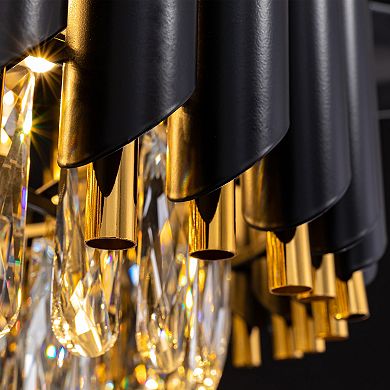 Moooni 48'' Crystal Ceiling Fan With Light Black&Gold with Remote/APP