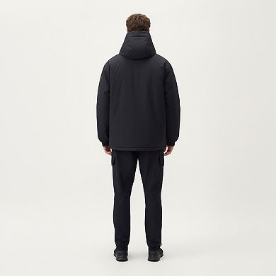 Men's Hooded Zip Front Jacket with Long Sleeves and Clean Panel Construction