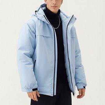 Men's Hooded Zip Front Jacket with Long Sleeves and Clean Panel Construction