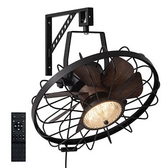 Moooni 20" Industrial Wall Mount Ceiling Fans with Lights Outdoor Fandelier with Remote Control