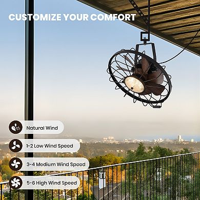 Moooni 20" Industrial Wall Mount Ceiling Fans with Lights Outdoor Fandelier with Remote Control