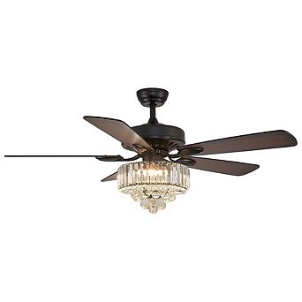 Moooni 52" Indoor Black Crystal 5-Blades Standard Downrod Mount Dimmable Ceiling Fan with Remote