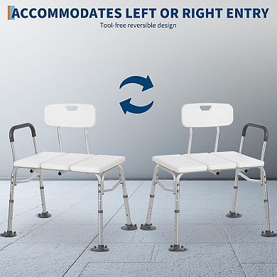 Tub Transfer Bench,Shower Chair for Bathtub W/Backrest&Padded Armrest,Height Adjustable Shower Bench