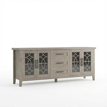 Farmhouse TV Stand for 70 Inch TV, Mid Century Entertainment Center with Drawer & Storage Doors