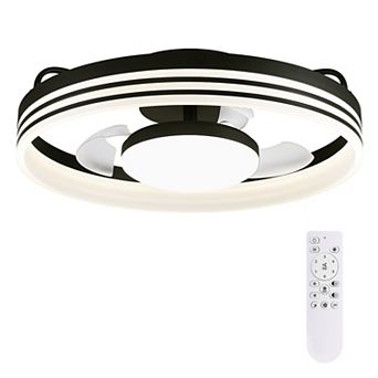 Moooni 20" Smart Black Flush Mount Ceiling Fan with Light Dimmable Fandelier with Remote&App Control
