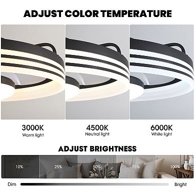 Moooni 20" Smart Black Flush Mount Ceiling Fan with Light Dimmable Fandelier with Remote&App Control