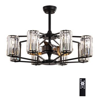 Moooni Crystal & Wrought Iron Ceiling Fan with Lights, Remote Control