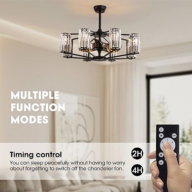 Moooni Crystal & Wrought Iron Ceiling Fan with Lights, Remote Control