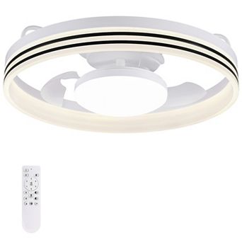 Moooni 20" Smart White Flush Mount Ceiling Fan with Light Dimmable Fandelier with Remote&App Control