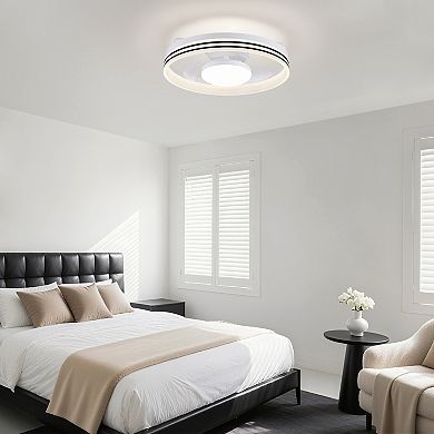 Moooni 20" Smart White Flush Mount Ceiling Fan with Light Dimmable Fandelier with Remote&App Control