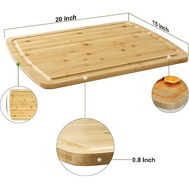 Large Cutting Board,20x15 Inch - 0.8'' Thick with Juice Groove & Non-Slip Handles