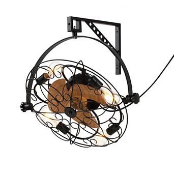 Moooni 21" Industrial Wall Mounted Ceiling Fans with Remote & Lights for Indoor Outdoor No Bulbs