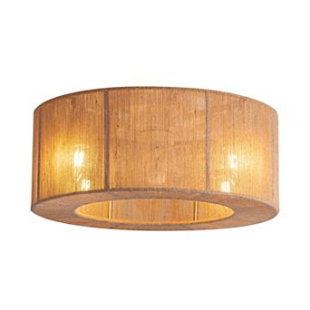 Moooni 18" Rattan Ceiling Fan with Lights&Remote Bohemian Flush Mount Fandelier for Nursery No Bulbs