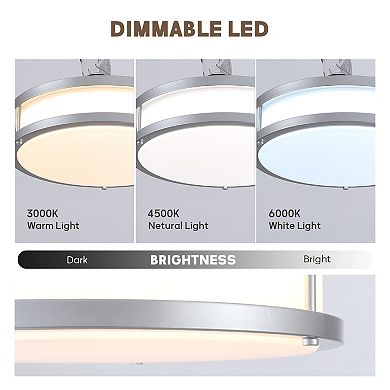 Moooni 48" Indoor Downrod Mount Modern Silver Retractable Fandelier Dimmable Ceiling Fan with Remote