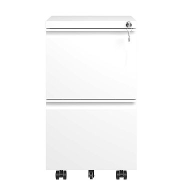 GOODSILO 2 Drawer Mobile File Cabinet with Locking System and Casters for Office Organization