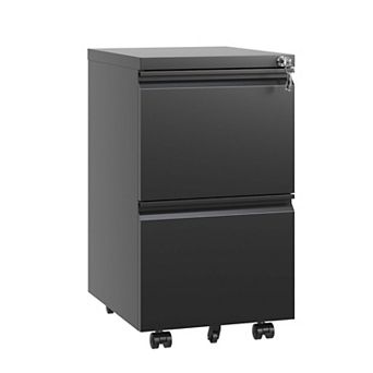 GOODSILO 2 Drawer Mobile File Cabinet with Locking System and Casters for Office Organization