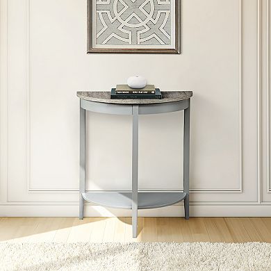 GOODSILO Half-Moon Console Table with Storage Shelf and Solid Wood Legs