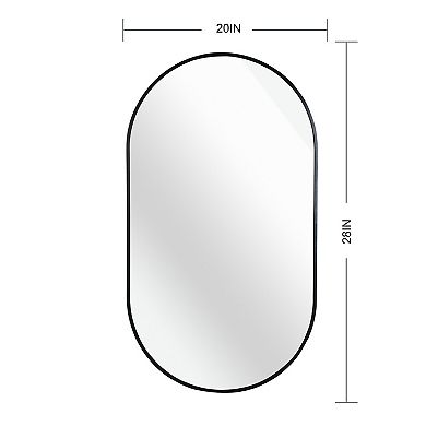 ELEMENT ACE Contemporary Oval Metal Wall Mirror with Shatterproof Film and Aluminum Frame