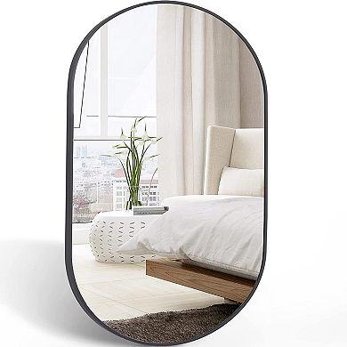 ELEMENT ACE Contemporary Oval Metal Wall Mirror with Shatterproof Film and Aluminum Frame