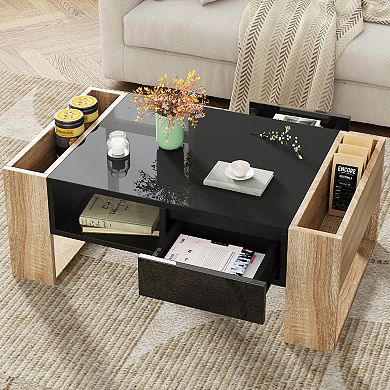 GOODSILO High-Gloss Coffee Table with Drawers & Hidden Storage for Living Spaces